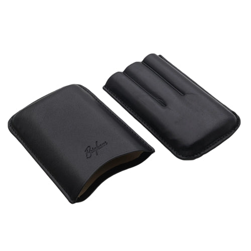 Brigham Leather Cigar Case - Robusto 3-Cigar Black