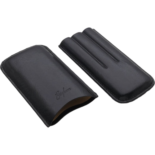 Brigham Leather Cigar Case - Corona 3-Cigar Black