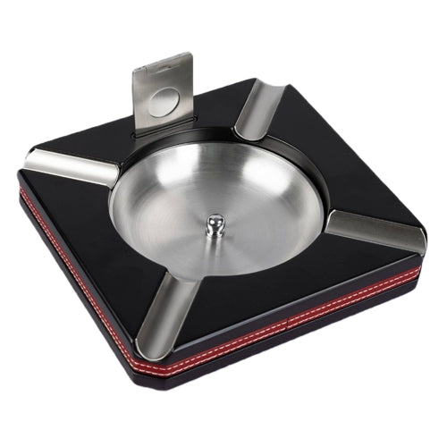 4 Finger Ashtray w/ Leather Trim & Cutter