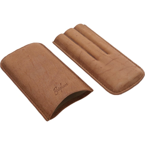 Brigham Leather Cigar Case - Corona 3-Cigar Brown