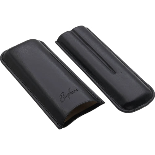 Brigham Leather Cigar Case - Corona 2-Cigar Black