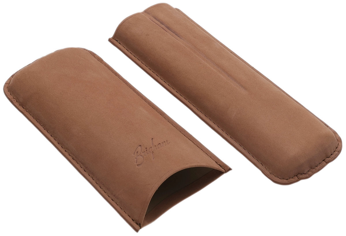 Brigham Leather Cigar Case - Toro 2-Cigar Brown
