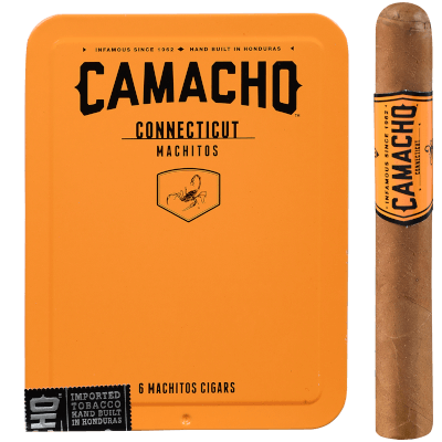 Camacho Machitos Orange (Connecticut) Cigarillo Tin of 6 - CigarsCity.com