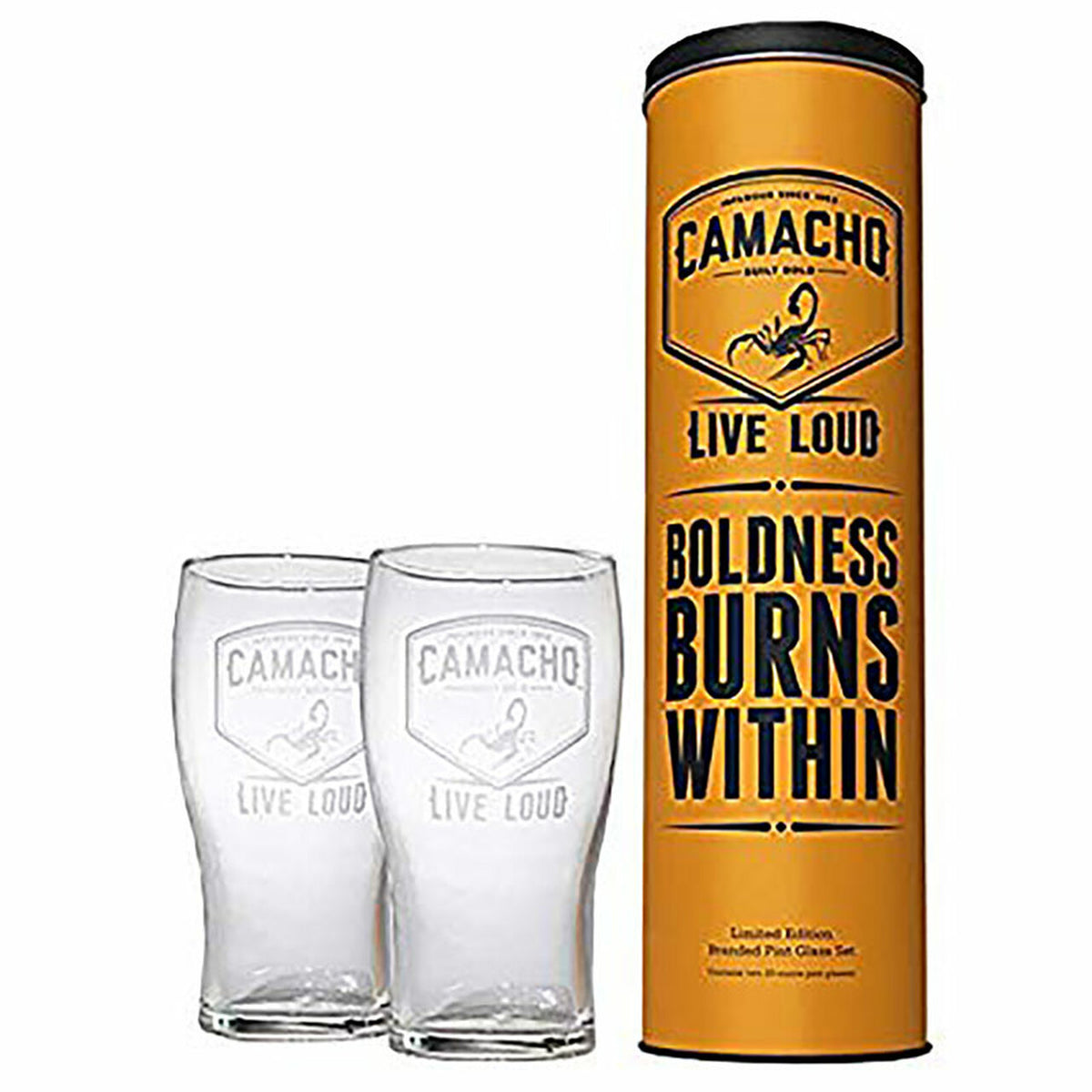 Camacho: Live Bold 2 Pint Glass Gift Set