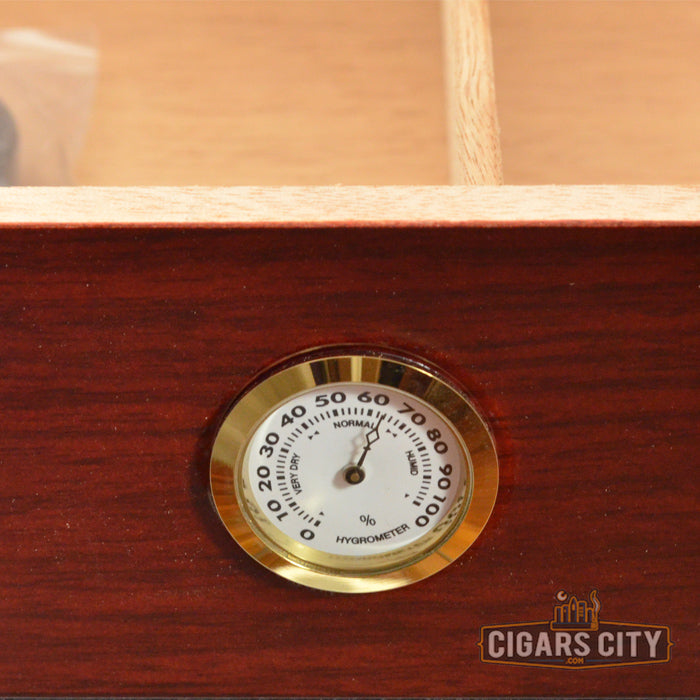 Chalet Cherry Glasstop Cigar Humidor - 50 Stick Capacity - CigarsCity.com