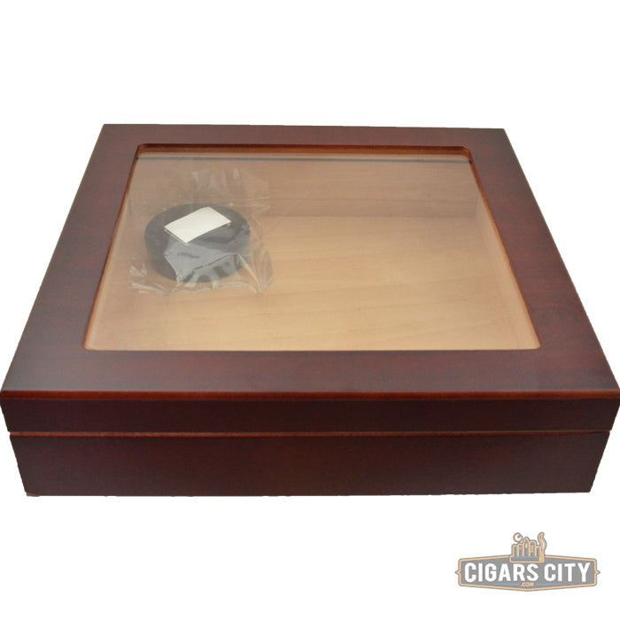 Chateau Glasstop Cherry Humidor for 20 Cigars - CigarsCity.com
