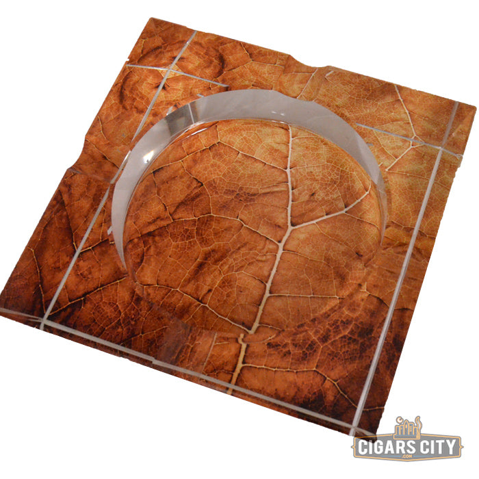 Tobacco Leaf Crystal Ashtray - CigarsCity.com