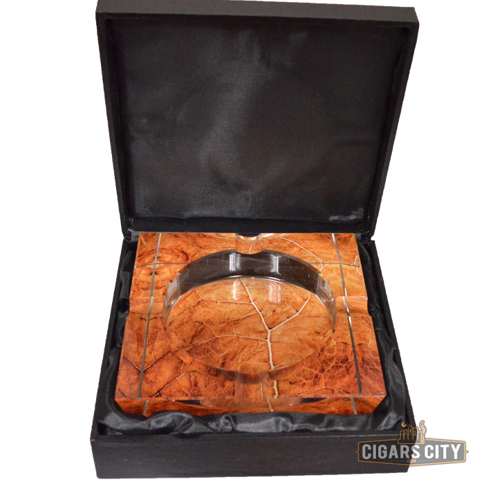 Tobacco Leaf Crystal Ashtray - CigarsCity.com
