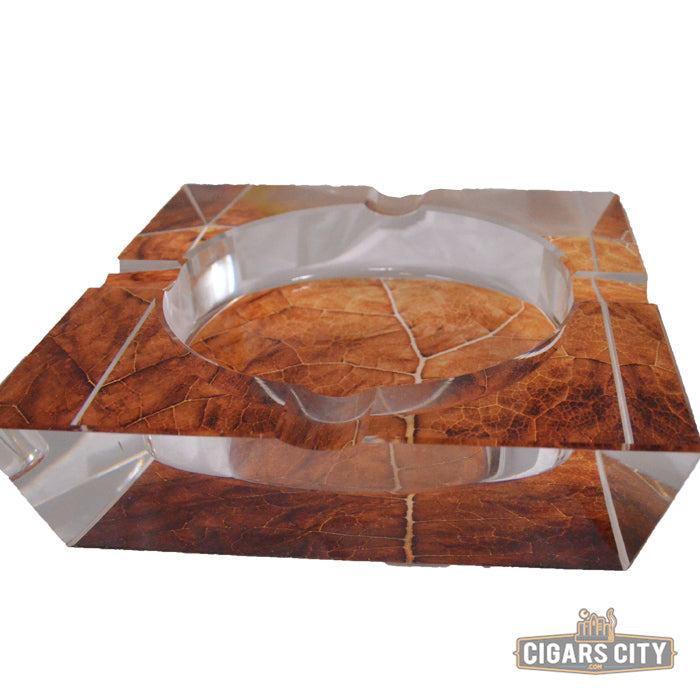 Tobacco Leaf Crystal Ashtray - CigarsCity.com